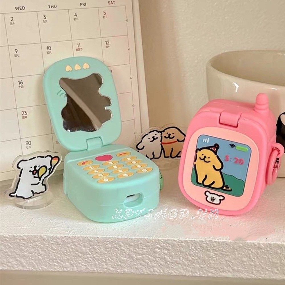 Line Puppy Flip Mirror Silicone AirPods Case สําหรับ AirPods 4/3/2/1 AirPods Pro/Pro2 เคสหูฟัง