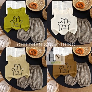 เสื้อผ้าเด็กผู้ชาย ชุดเสื้อกล้ามเด็ก เซ็ตเสื้อแขนกุด+กางเกงข…