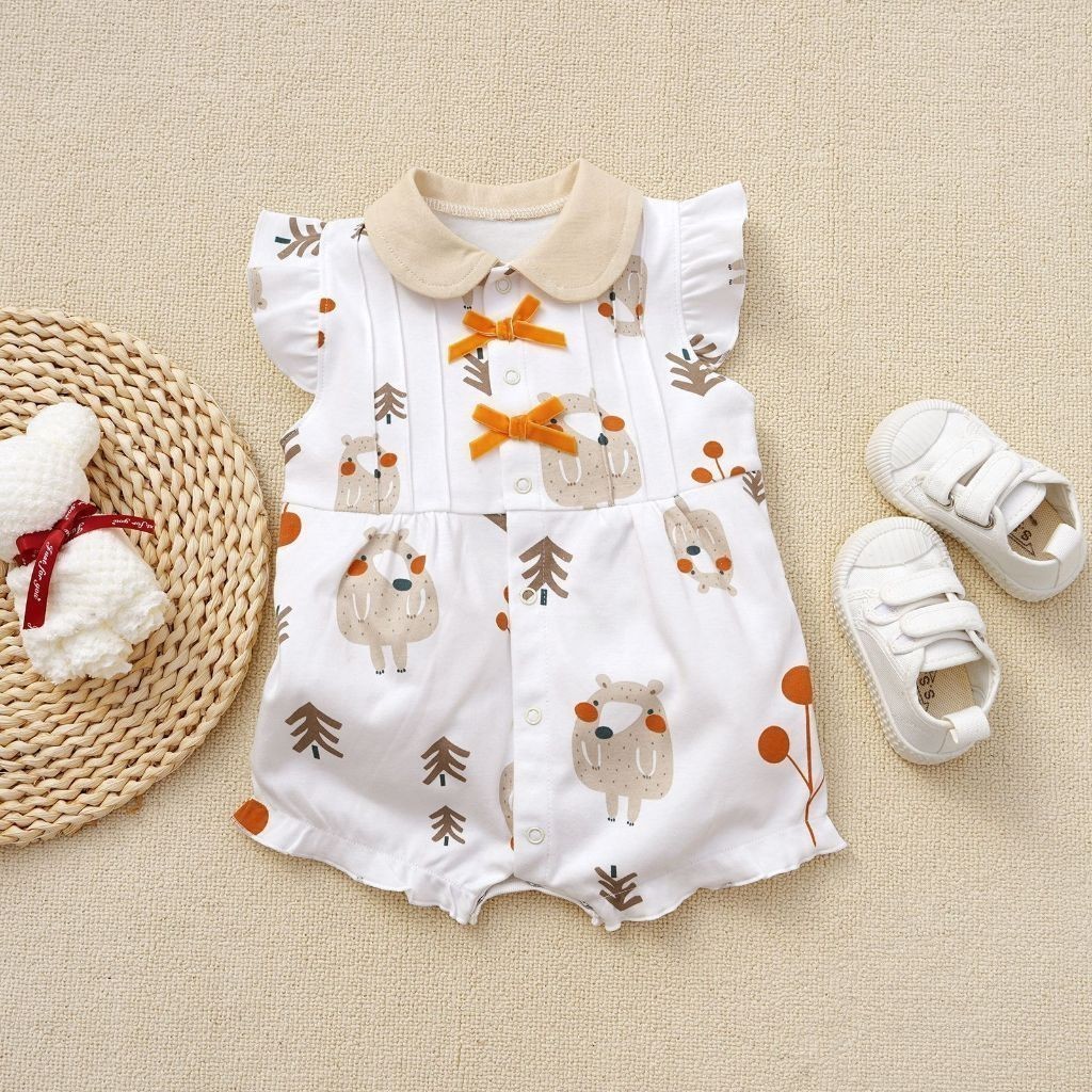 ชุดรอมเปอร์เด็กผู้หญิง แขนสั้น ขาสั้น บอดี้สูทเด็กอ่อน เสื้อผ้าเด็กอ่อน พร้อมส่งจากไทย - รูปที่ 5