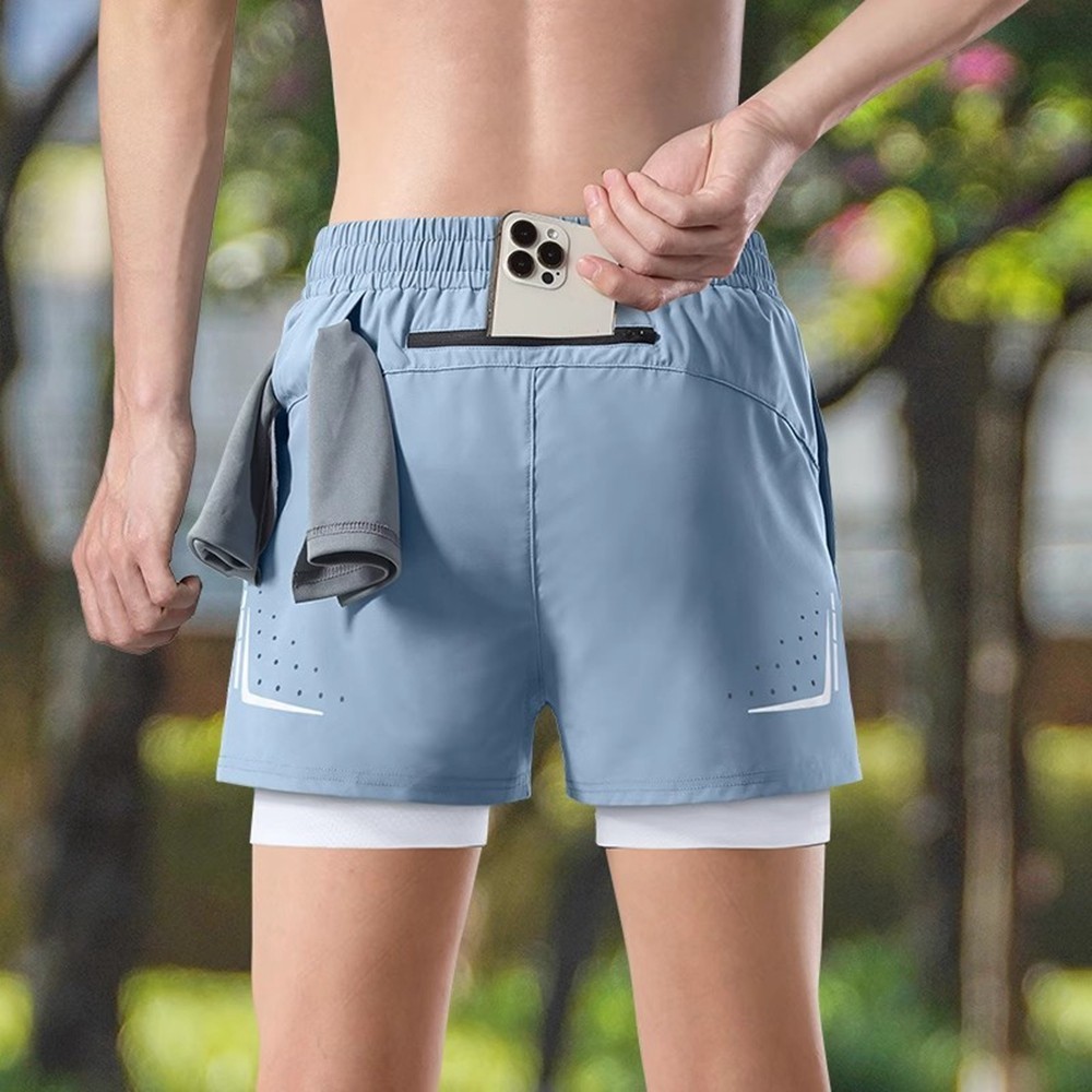 M-5XL กีฬากางเกงขาสั้นผู้ชาย ระบายอากาศได้ดี แบบแห้งเร็ว ไซส์ใหญ่ ความยืดหยุ่นสูง เหมาะกับใส่ออกกําลังกาย วิ่ง สําหรับผู้ชาย - รูปที่ 5