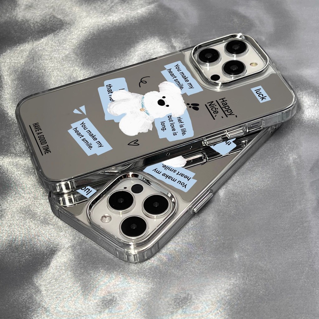💖INS💖 Case เคส iPhone 11 13 15 16 14 12 17 Pro Max เคสไอโฟน11 16pro เคสโทรศัพท์กระจกเงาการ์ตูน คู่ เคสโทรศัพท์