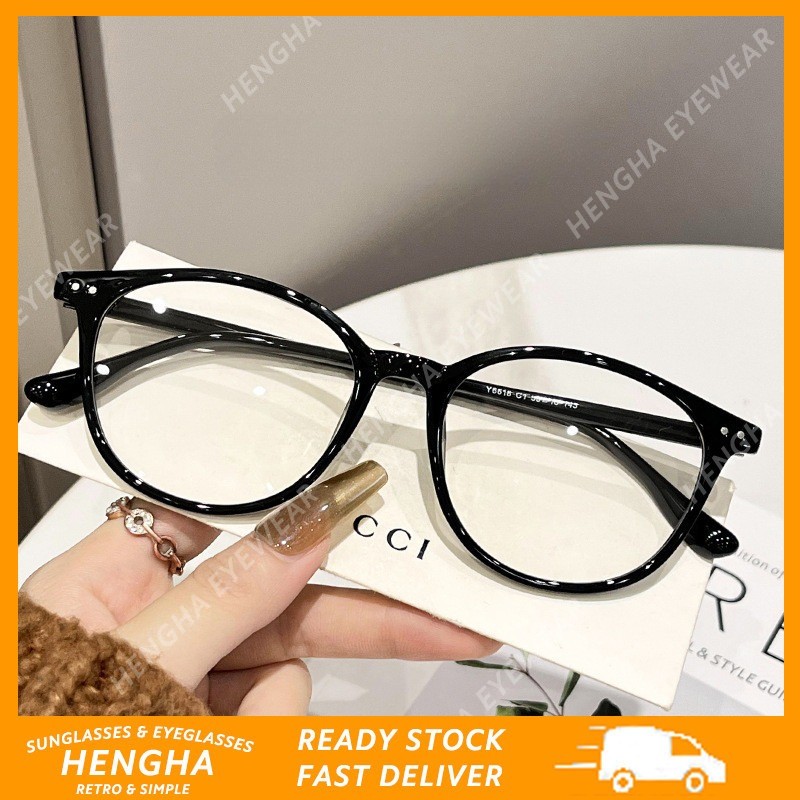 (HENGHA) Retro Round TR90 Ultra Light Anti Blue Light Glasses แว่นตาออปติคอลคุณภาพสูง