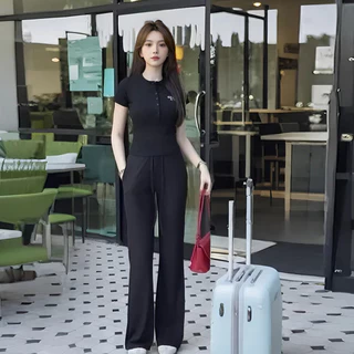 ชุดเซตแฟชั่น สีเทาเรียบหรู กางเกงขากว้าง ใส่ได้ทุกวัน