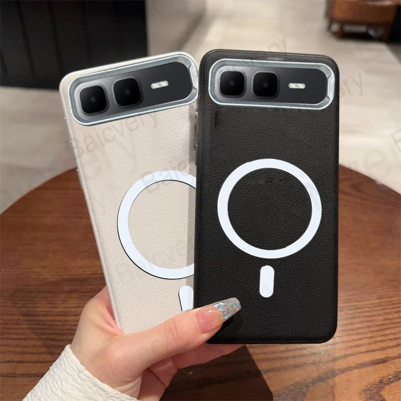 สําหรับ infinix Smart 10 Plus Phone Casing Leather Cases with Magnetic Wireless Charger Sticker