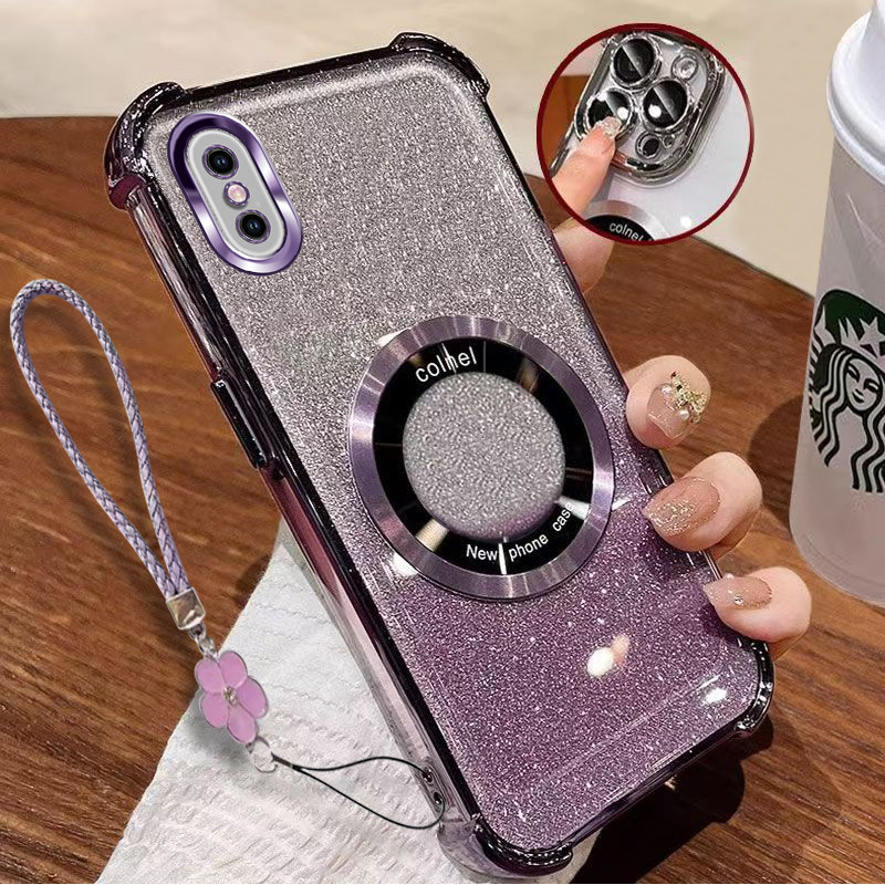 [ฟรีเชือกเส้นเล็ก] ปลอก iphone X XS MAX XR เคสโทรศัพท์ 2025 สีใหม่ทองแม่เหล็กไร้สายซิลิโคนสี่มุมป้องกัน TUP เคสโทรศัพท์กันกระแทก vfrbgt