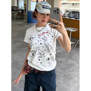 「งานเกรดพรีเมียม งานเกรด A」by Tee เสื้อเข้ารูป แขนสั้น Y2K สไตล์เกาหลี ใส่เที่ยว L69
