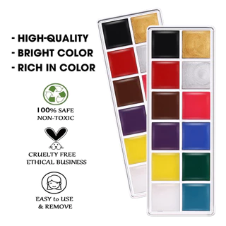 (ฟรีแปรงทาสี)สีเพ้นท์หน้า การวาดหน้าเด็ก สีทาหน้าและร่างกาย มี12สี ทำความสะอาดง่าย เรืองแสง ของเด็กๆ