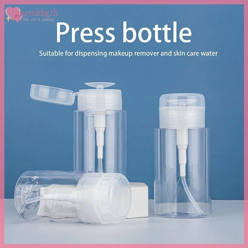 RENBG 100/150/200ml แบบพกพาขวดรีฟิลพลาสติกยาทาเล็บ Remover แอลกอฮอล์ Liquid กดสูบน้ําขวด TH