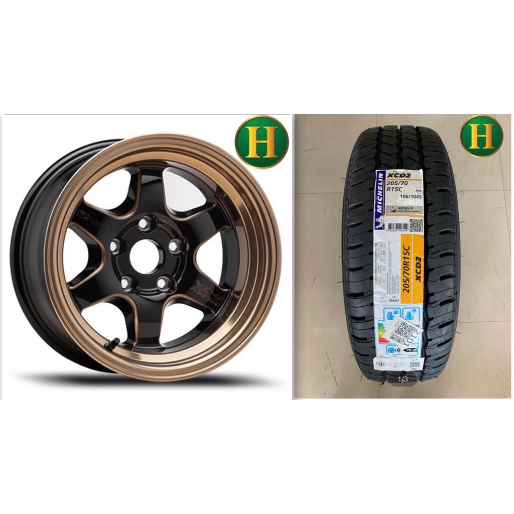 205/70R15 MICHELIN XCD2+ยางใหม่ปี2021+แม็กบรรทุก GIANT-4 15x8.5 5x114.3🇹🇭(ราคาล้อ1วง+ยาง1เส้น)✅ มีรั