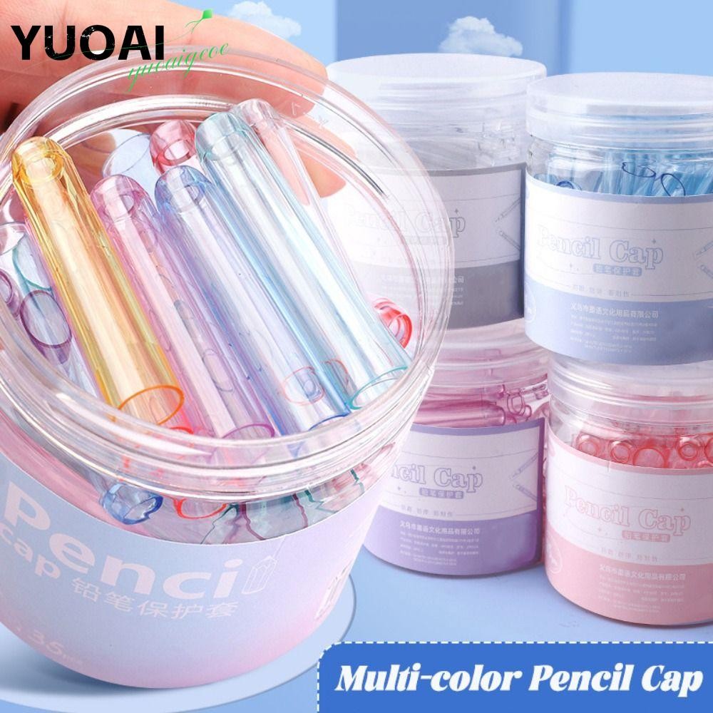 ยูโอเอ 35ชิ้น/กล่องดินสอหมวก,สีทึบพลาสติกดินสอป้องกัน,น่ารักดินสอใสปลายปากกาฝาครอบป้องกันของขวัญ