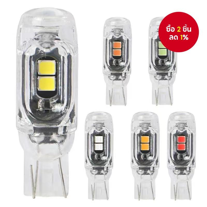 หลอดไฟ LED แฟลช T10 2835 5SMD W5W เลนส์ 194 WY5W สำหรับไฟสัญญาณในรถ แสงสว่างที่จอดและป้ายทะเบียน 12V