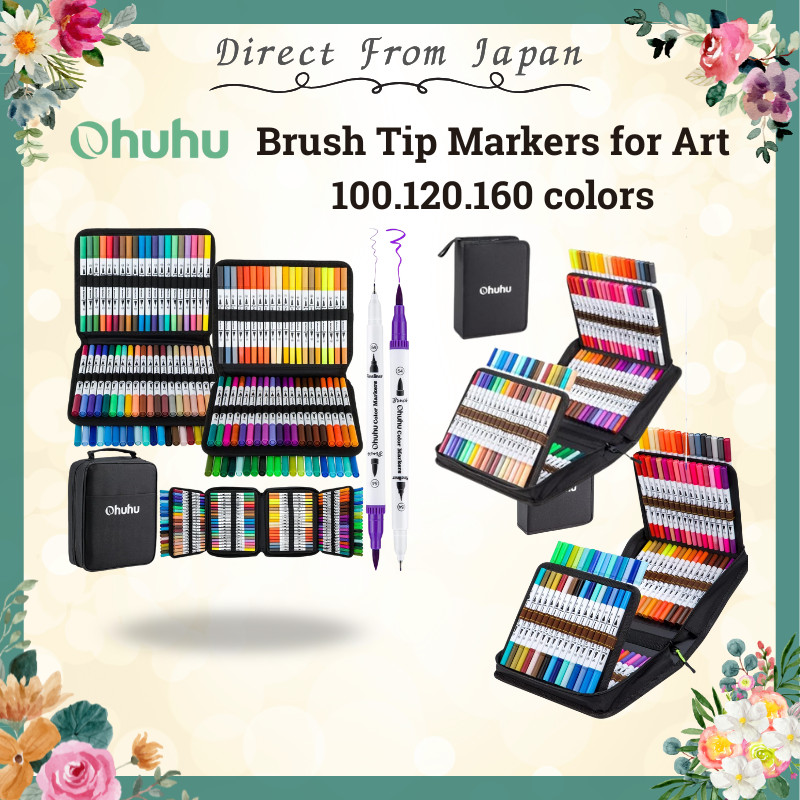 Ohuhu Brush & Fine Tip Markers Water-Based for Art with Case