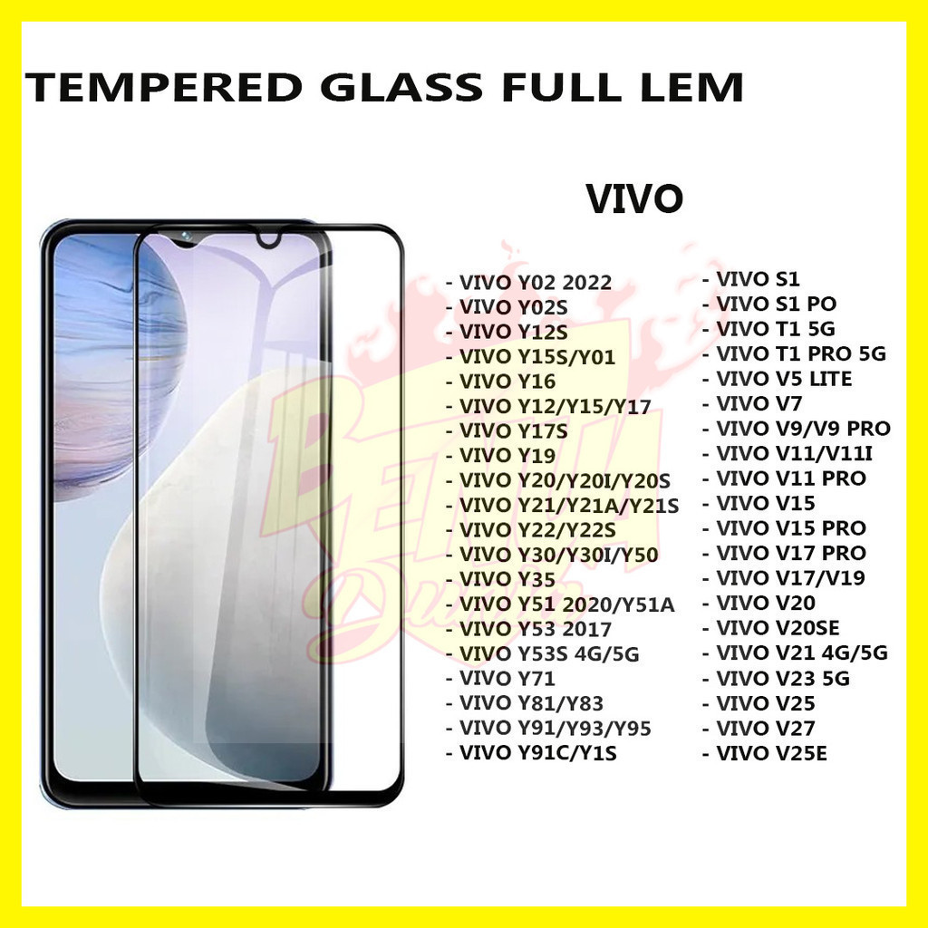 ฟิล์มกระจกนิรภัย FULL GLUE VIVO S1 S1 PRO T1 5G T1 PRO 5G V5 LITE V7 V9 V9 PRO V11 V11i V11 PRO V15 