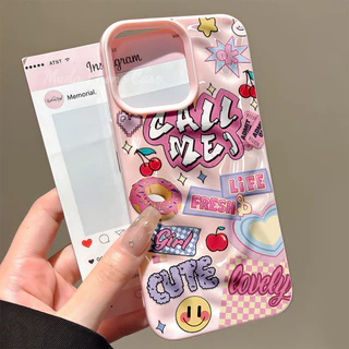 ภาพวาดสี การ์ตูนสไตล์พิเศษ กรณีมือถือป้องกันการชนกัน ระดับพรีเมี่ยม เคสหนัง For iPhone 15 14 12 16 Promax XS XR 7/8 Plus