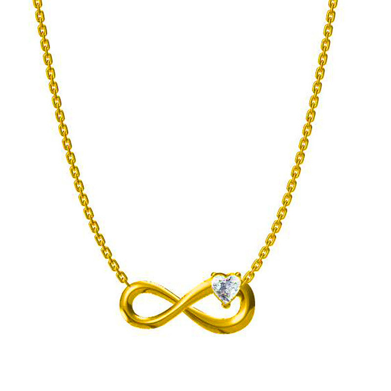 สร้อยคอมีลวดลายวงกลมต่อเนื่อง สแตนเลสชุบทาเทเนียม เคลือบด้วยทองคำ 18K สำหรับผู้หญิง - รูปที่ 6