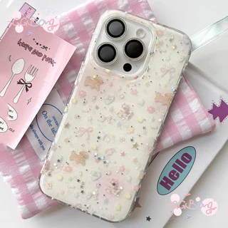 เคสไอโฟน 15สำหรับ IPhone 17 air 11 16 15 13 12 14 Pro Max XR XS X Max7 8 Plusการ์ตูนลูกสุนัขดาวส่องแสงโบว์หัวใจรักปกใหม่
