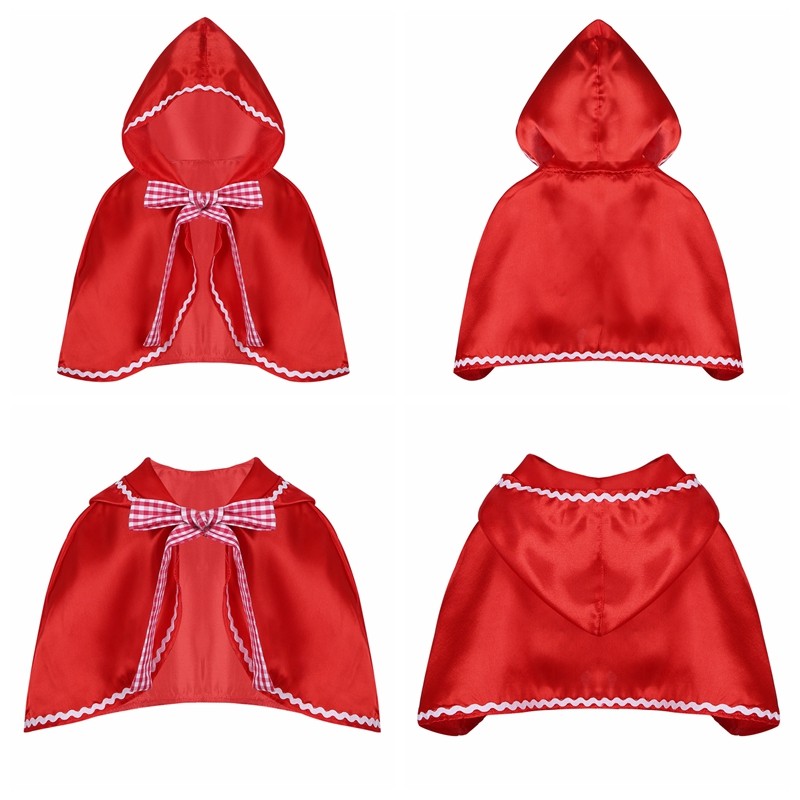 Yeahdor สีแดงเด็กผู้หญิง Hooded Cloak Cape สําหรับปาร์ตี้ฮาโลวีนคอสเพลย์เครื่องแต่งกายแต่งตัว