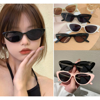 แว่นตากันแดดตาแมวเกาหลี สีน้ำตาลแดงเทรนด์รีทรอ - แว่นกันแดดย…