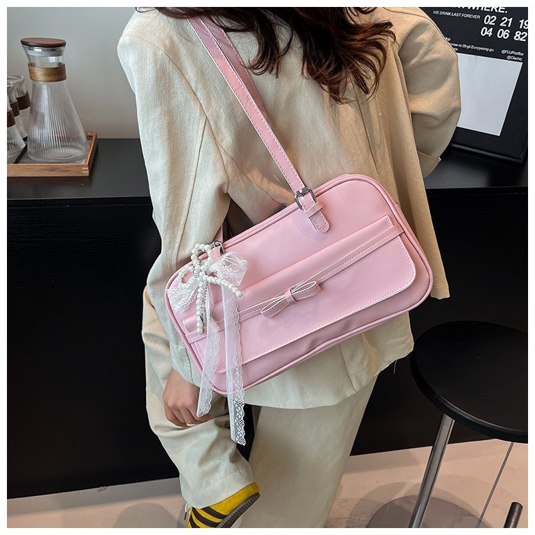 shiny.girl: กระเป๋าใต้วงแขนผู้หญิง-โบว์น่ารักด้านหน้า-มีความจุขนาดใหญ่สามารถใส่ของได้เยอะ-ซีรีย์สีความไฮเอนด์มาก- AP2810 - รูปที่ 3