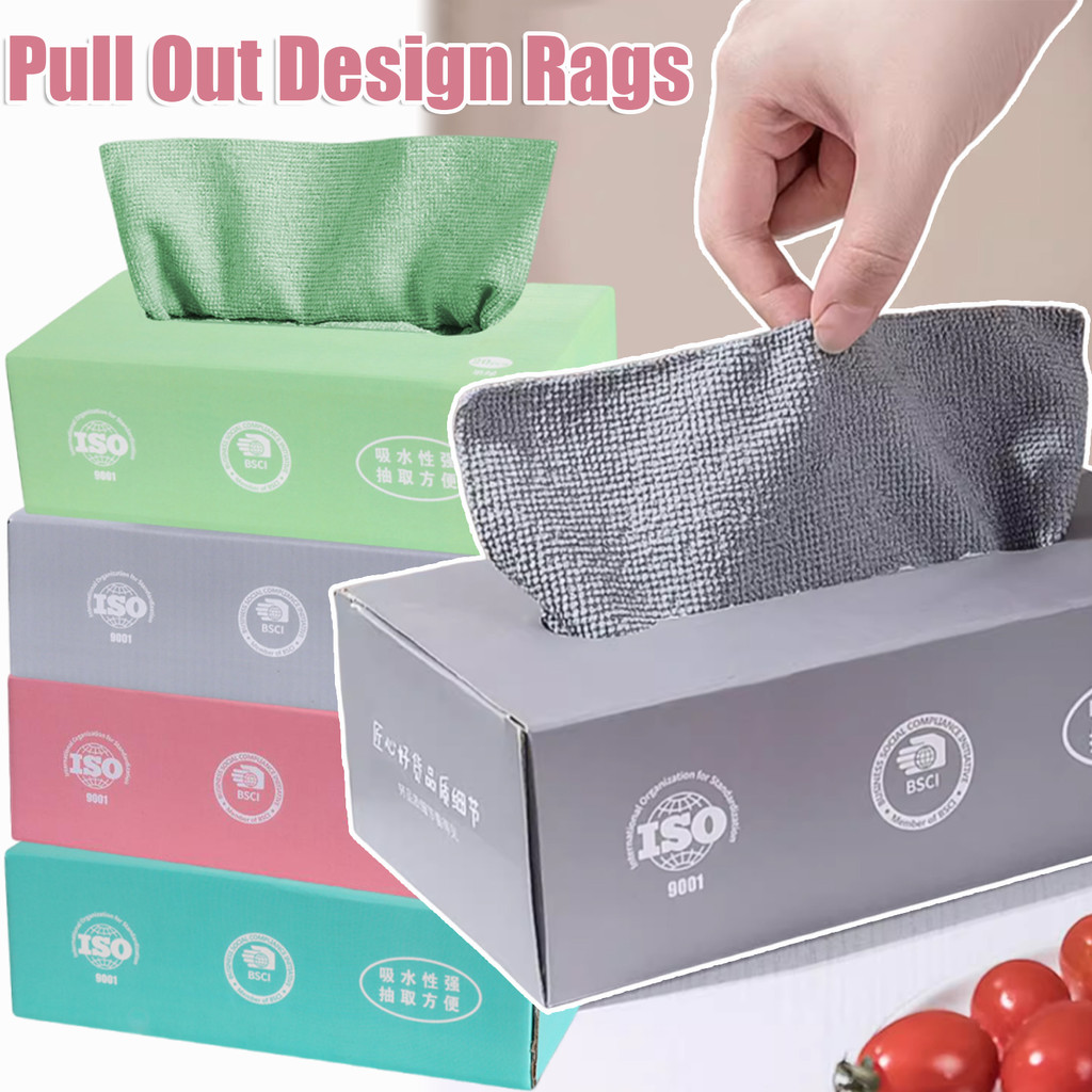 1-5กล่อง ดึง ออก ผ้าทําความสะอาดไมโครไฟเบอร์-ผ้าขนหนูจานดูดซับนํามาใช้ใหม่สําหรับเคาน์เตอร์ครัว, น้ํามัน/การดูดซึมน้ําที่มีการออกแบบที่ทนท