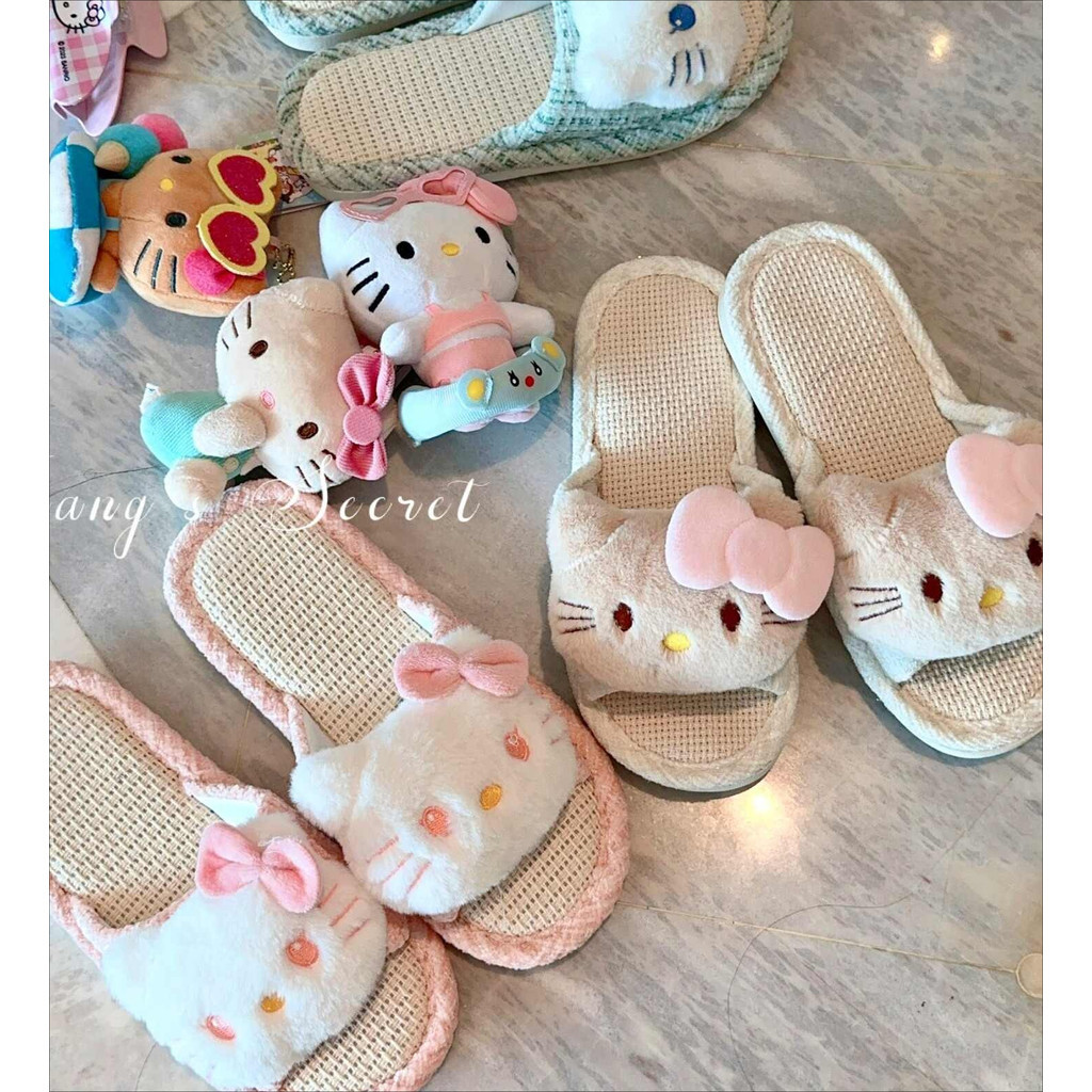 พร้อมส่ง！！รองเท้าแตะ  รองเท้าแตะผ้าลินิน ตุ๊กตาการ์ตูนน่ารัก สะดวกสบาย