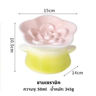 ชามอาหารแมวเซรามิค ชามอาหารสัตว์เลี้ยง อาหารช้า ป้องกันการสําลัก ป้องกันการลื่นไถล