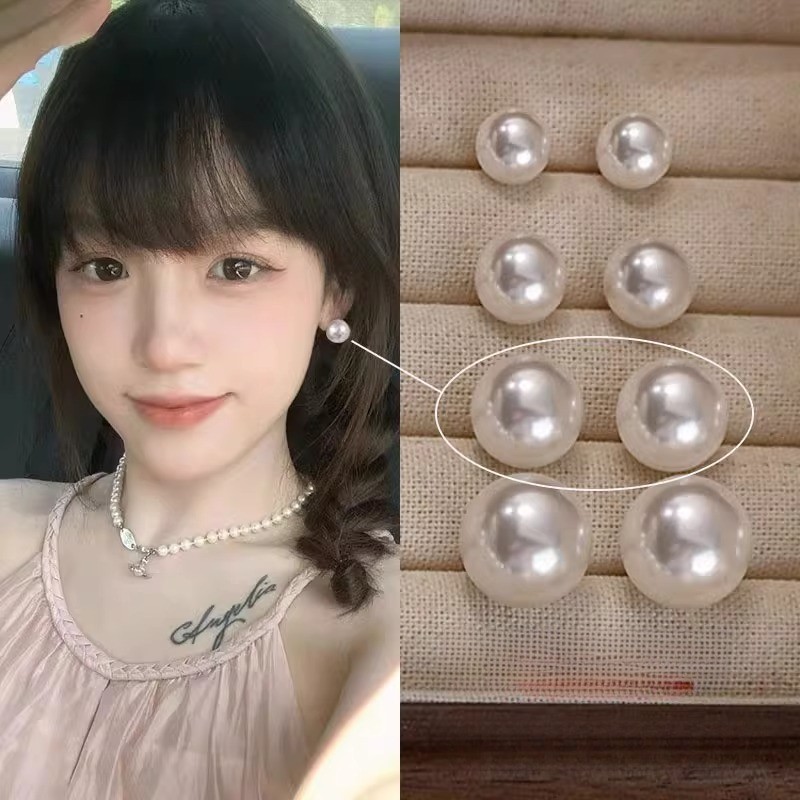 ต่างหูมุกเทียมย้อนยุคฝรั่งเศส แสงหรูหรา สำหรับคนทันสมัย