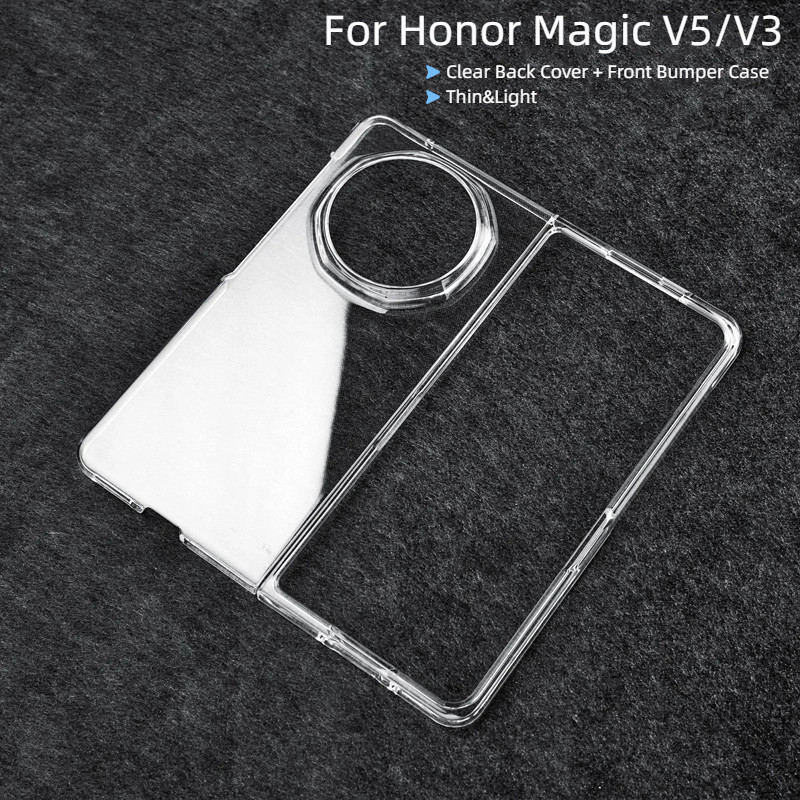 Thin & Light Clear PC Hard Flip กันชนสําหรับ Honor Magic V5 V3 MagicV3 ฝาครอบโทรศัพท์ปลอก