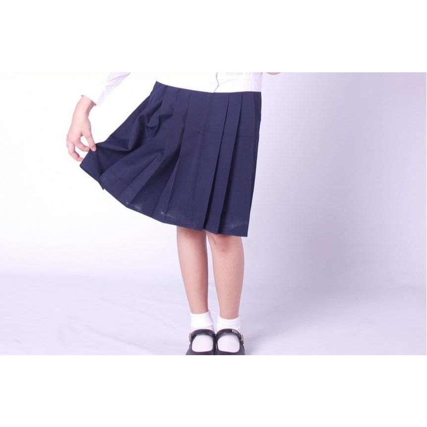 [ล้างสต๊อก] กระโปรงนักเรียน 6จีบ (จีบหน้า) ตราแมมมอธ/ค้อน สีกรม ผ้าโทเร