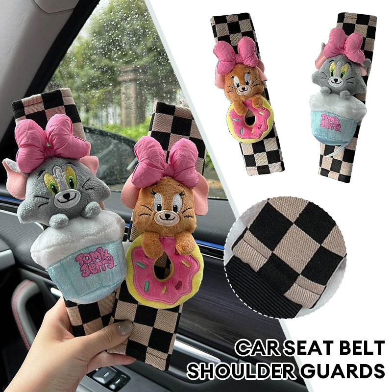 UTU Tom & Jerry ปลอกหุ้มเข็มขัดนิรภัยรถยนต์ ปลอกหุ้มสายเข็มขัดนิรภัย ลายการ์ตูนน่ารัก ไฮเอนด์ เนื้อผ้าใส่สบาย ตกแต่งรถ