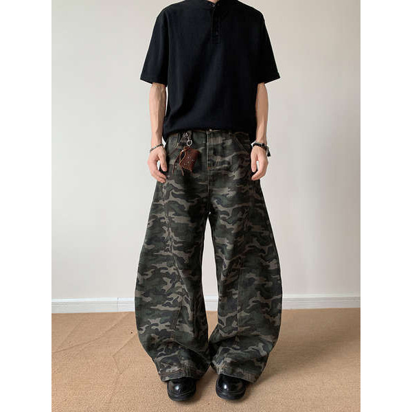 baggy jeans หญิง กางเกงยีน กางเกงยีนส์ผู้ชาย ลายพราง Destruction Maachete ทรงหลวม สไตล์อเมริกัน