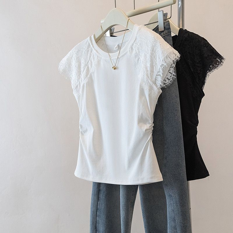 เสื้อยืดแฟชั่นลำลองลูกไม้สำหรับผู้หญิง ยกระดับความสวยงามในซัมเมอร์