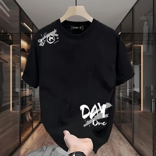 Basi💥เสื้อยืด oversize unisex สตรีทแฟชั่น โคตรนุ่ม เสื้อ cotton 100% ไม่หดตัวลาย เสื้อไม่ยับ ลาย "DAY ONE"