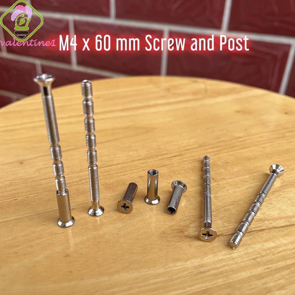 VALENTINE 50 ชิ้น/เซ็ตสกรูมือจับประตูชุด,ยาว M4 X 60 มม.สกรูกันขโมย,หัวจมแบน Cross-split Snap-Off สกรูมือจับประตูบานเลื่อนสําหรับมือจับประตู