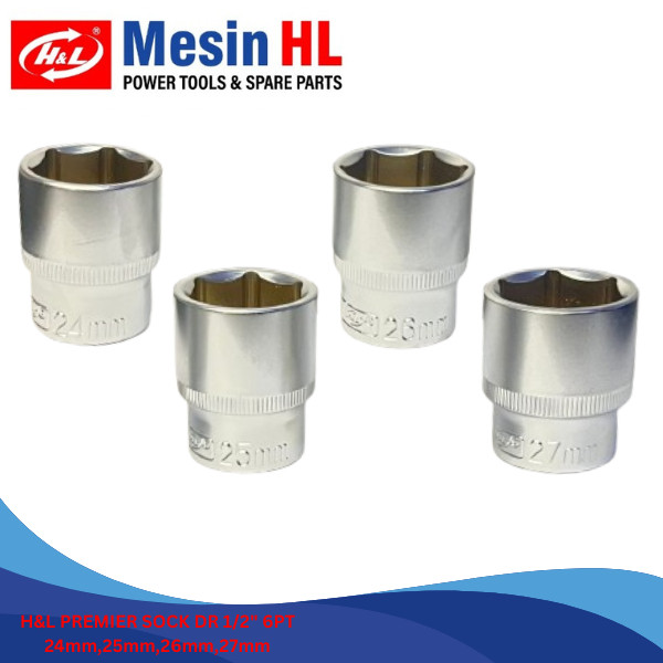 SOCK DR KEY 1/2" H&L PREMIER 6PT 24mm,25mm,26mm,27mm / DR 1/2in SOCKET / HL SOCK KEY