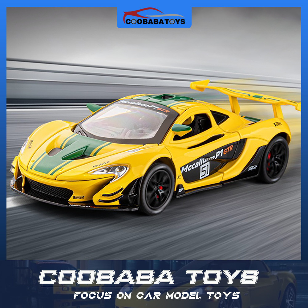 1:22 McLaren P1 GTR จําลอง Supercar โลหะผสมรถDiecastรุ่นของเล่นเสียงดึงBacสําหรับเด็กเด็กผู้ใหญ่สะสม