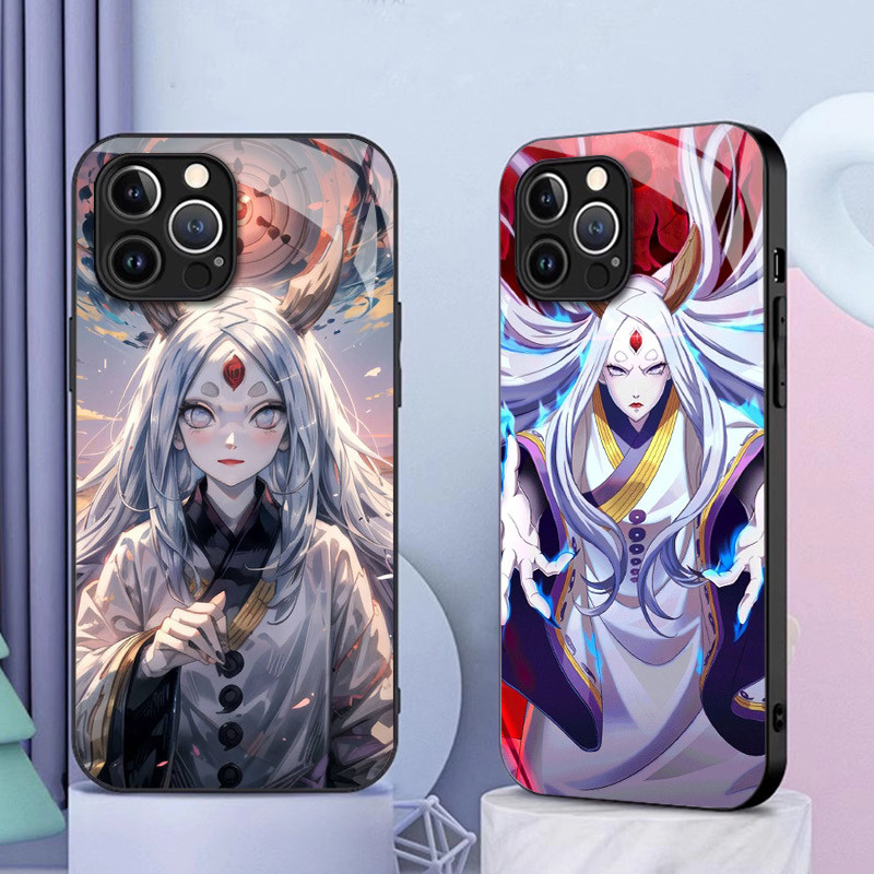 Naruto Kaguya Otsutsuki แก้วเคสโทรศัพท์สําหรับ IPhone 16 15 14 13 12 11 Pro XR XS Max Plus Mini X XR
