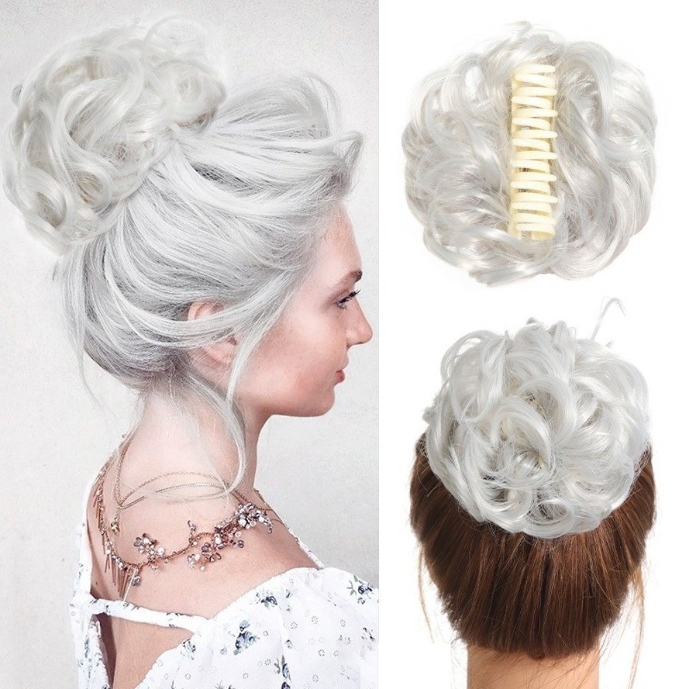 ICRAFT Bun Extension Clips, Messy Curly Bun​​ ​​คลิปกรงเล็บวิกผมดอกตูม, ส่วนขยายผมหางม้า​​ เครื่องประดับผม ผมสังเคราะห์หัวบอลปุย​​ แฮร์พีชผู้หญิงหัวซาลาเปาวิกผม​​ ราคา ถูกที่สุด ดีลบีเคเค แกลเลอรีภาพที่ 3