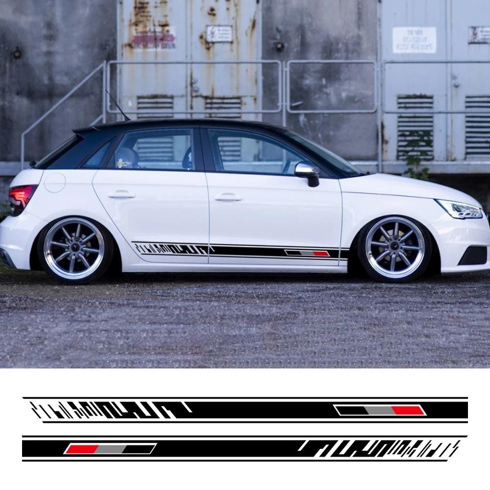 รถประตูทั้งสองด้านกระโปรงสติกเกอร์ไวนิล Decal Racing Stripes กราฟิกอุปกรณ์เสริมอัตโนมัติสําหรับ Audi