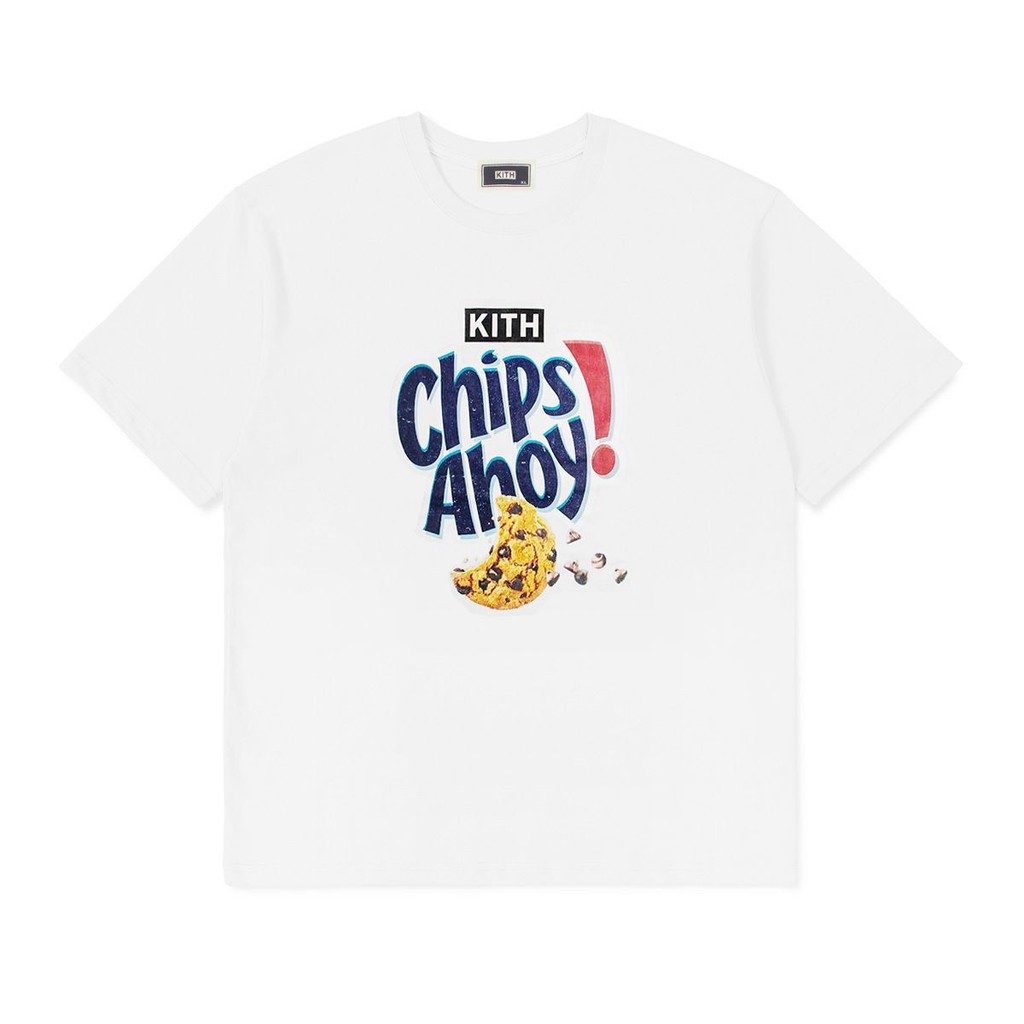 KITH BOX Chips Cookie Biscuit Chocolate Print T-shirt สวมใส่สนุกและทันสมัย