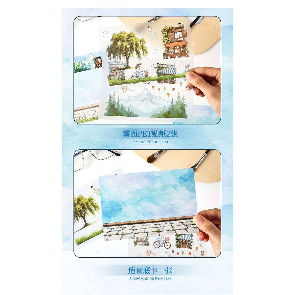 พร้อมสต็อก 3 แผ่น Into Tour Season หนังสือภาพประกอบสติกเกอร์ภูมิทัศน์ High-End ธีมตัวละครวัสดุสติกเกอร์คู่มือภูมิทัศน์ DIY ตกแต่ง Collage คู่มือสติกเกอร์ - รูปที่ 5