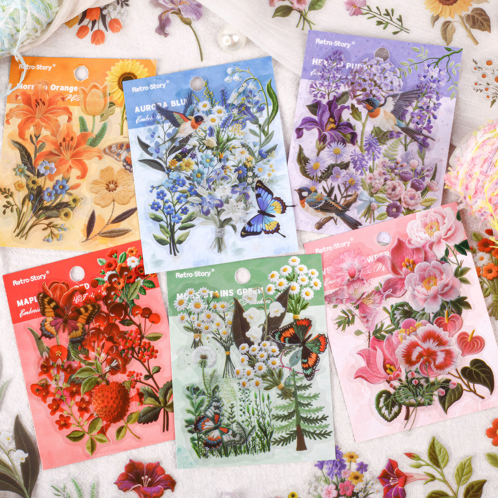 Journamm 15pcs ดอกไม้พืช Scrapbooking สติกเกอร์ไดอารี่โน้ตบุ๊คสติกเกอร์สําหรับสมุดภาพ Journaling DIY หัตถกรรม Planners Art Embelishment สติกเกอร์