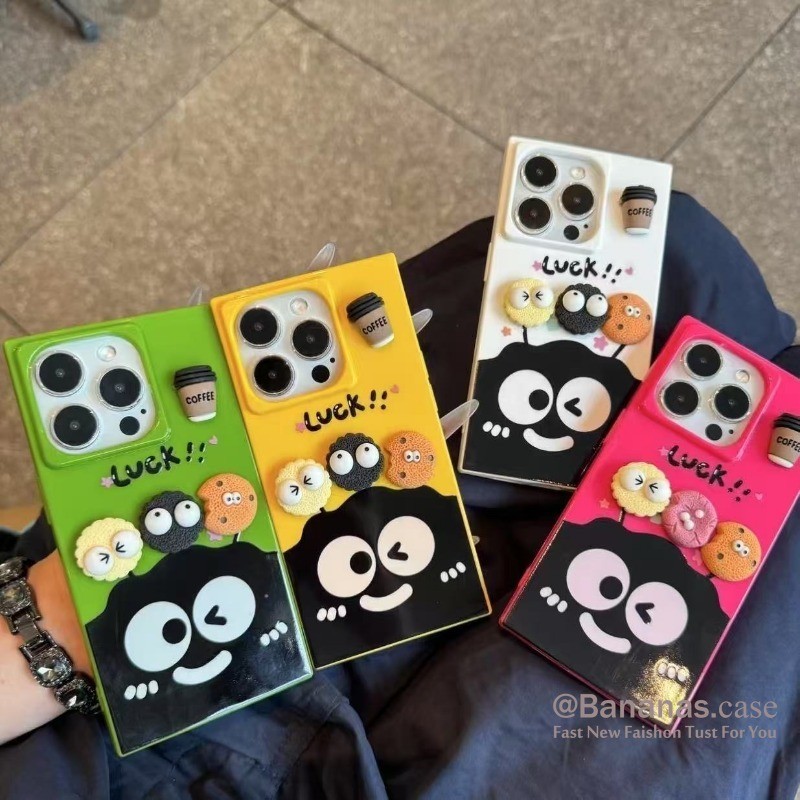 3D DIY ถ่านหินคุกกี้นุ่มเคสโทรศัพท์สําหรับ iPhone 16 15 14 13 12 11 Pro Max