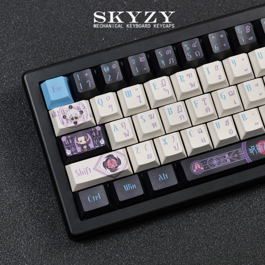 Gojo Satoru Keycaps Cherry Profile แบบไทย Jujutsu Kaisen ธีมการ์ตูน Itadori Yuji PBT Dye Sub Keycaps