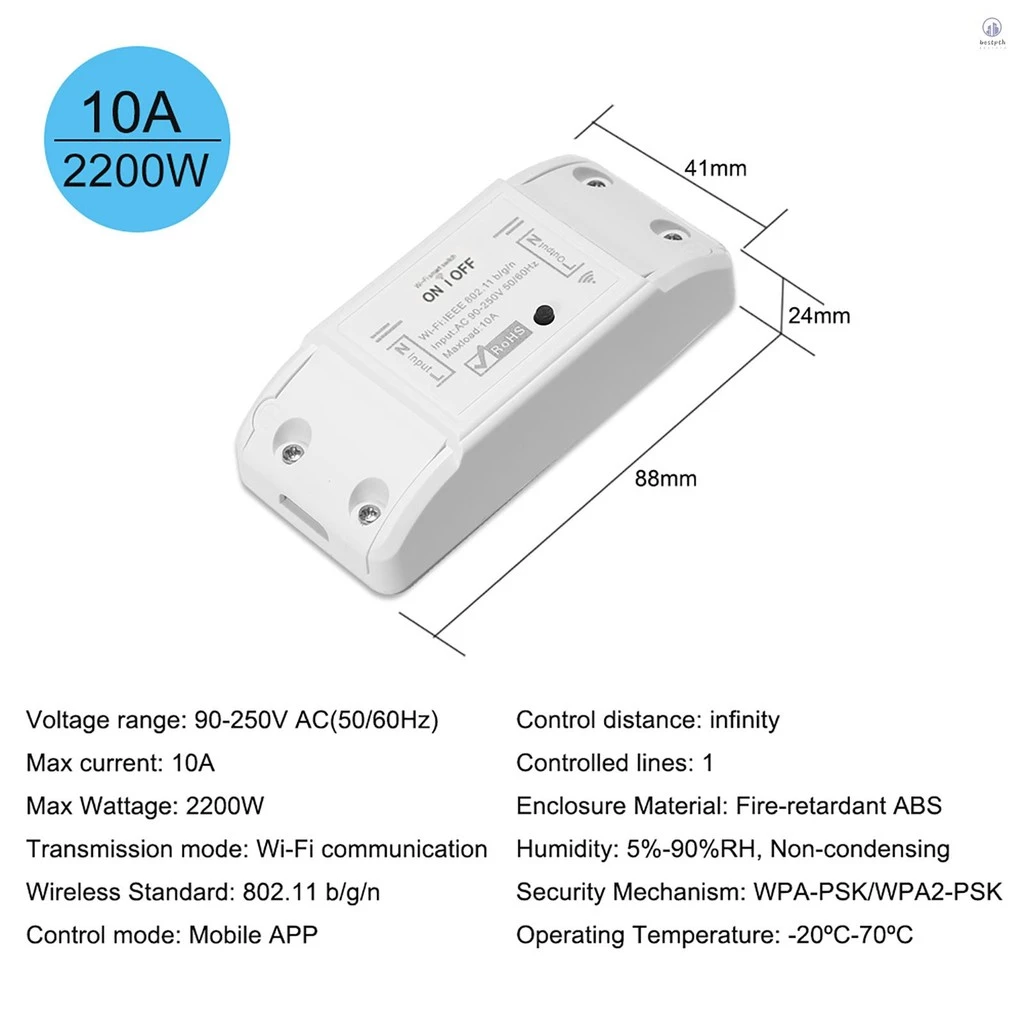 Wifi สมาร์ทสวิทช์ 10A 2200W รองรับ Alexa Home และแอปมือถือ thumbnail 8