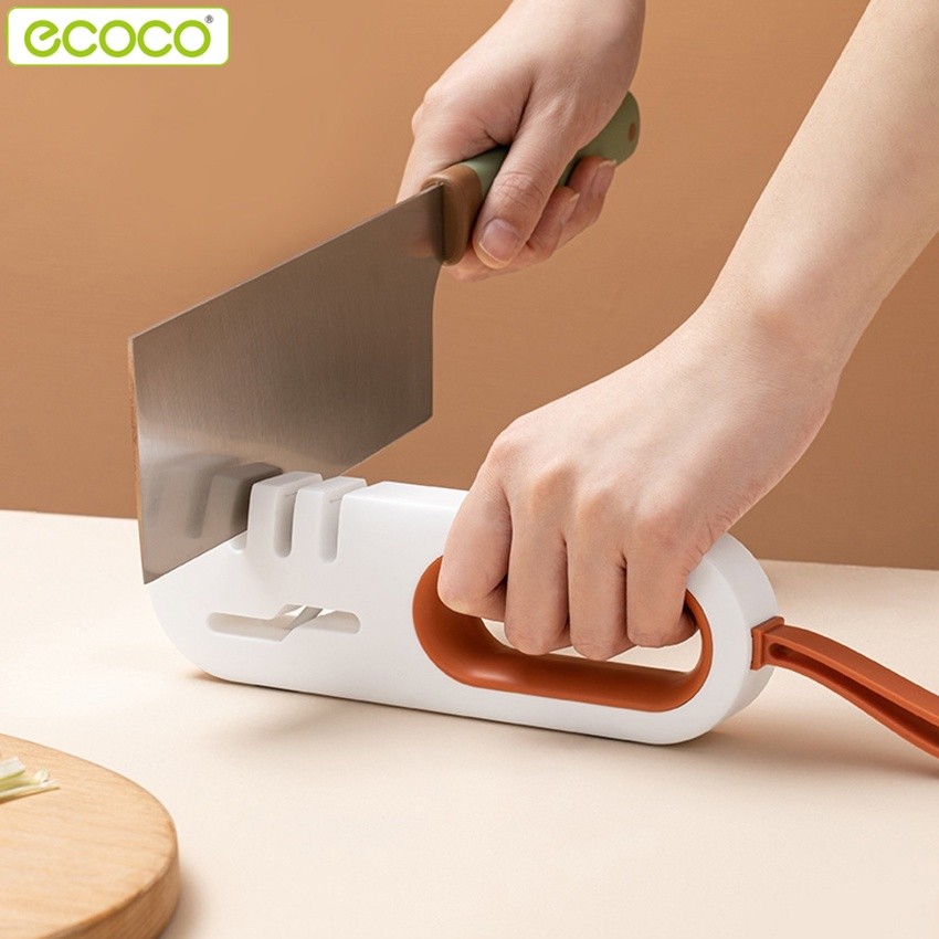 Ecoco เครื่องลับมีด ที่ลับมีด อุปกรณ์ลับของมีคม ที่ลับมีด3ช่อง ใช้ได้ทั้งมีดและกรรไกร ทำความสะอาดได้ง่าย ใช้งานง่าย