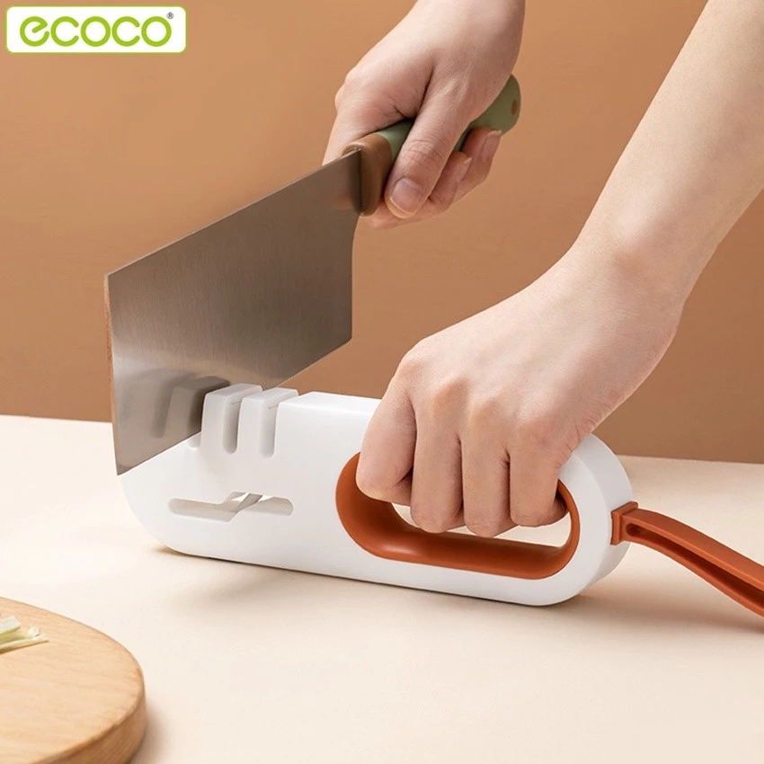 Ecoco เครื่องลับมีด ที่ลับมีด อุปกรณ์ลับของมีคม ที่ลับมีด3ช่อง ใช้ได้ทั้งมีดและกรรไกร ทำความสะอาดได้ง่าย ใช้งานง่าย