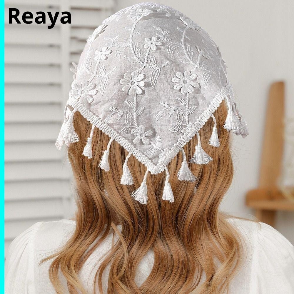 REAYA Wrap Scarf, Openwork Cloth Lace Triangle Hair Head Scarf