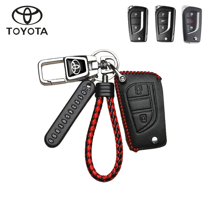 Toyota ของแท้หนังรถ Remote Key สําหรับ Toyota REVO/Altsi/Yaris/Vios พับ Key ฝาครอบพวงกุญแจ
