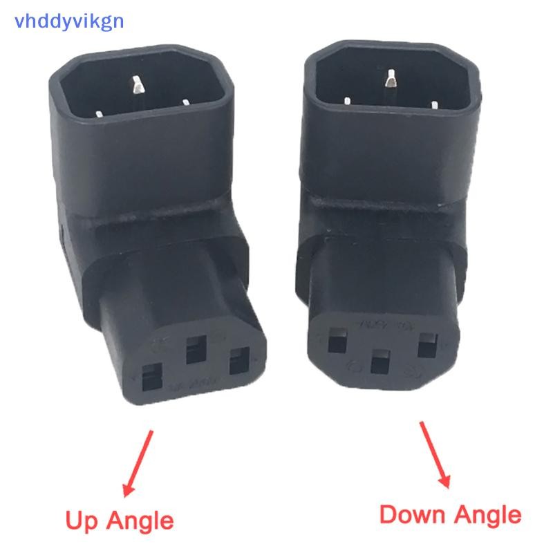 VHDD 3pin ชายหญิงขยาย 90 องศา Down Up มุม AC Converter 320 C14 ถึง C13 ซ้ายขวาอะแดปเตอร์ AC IEC 320 